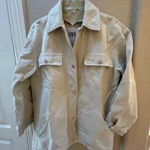 Zara off white cotton denim jacket size S